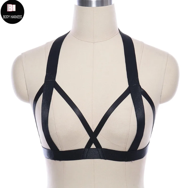 

Sexy Lingerie 90s Body Harness Cage Bra Crop Top Women Rave Black Bondage Harness Goth Fetish Pole Dance Bondage Dress