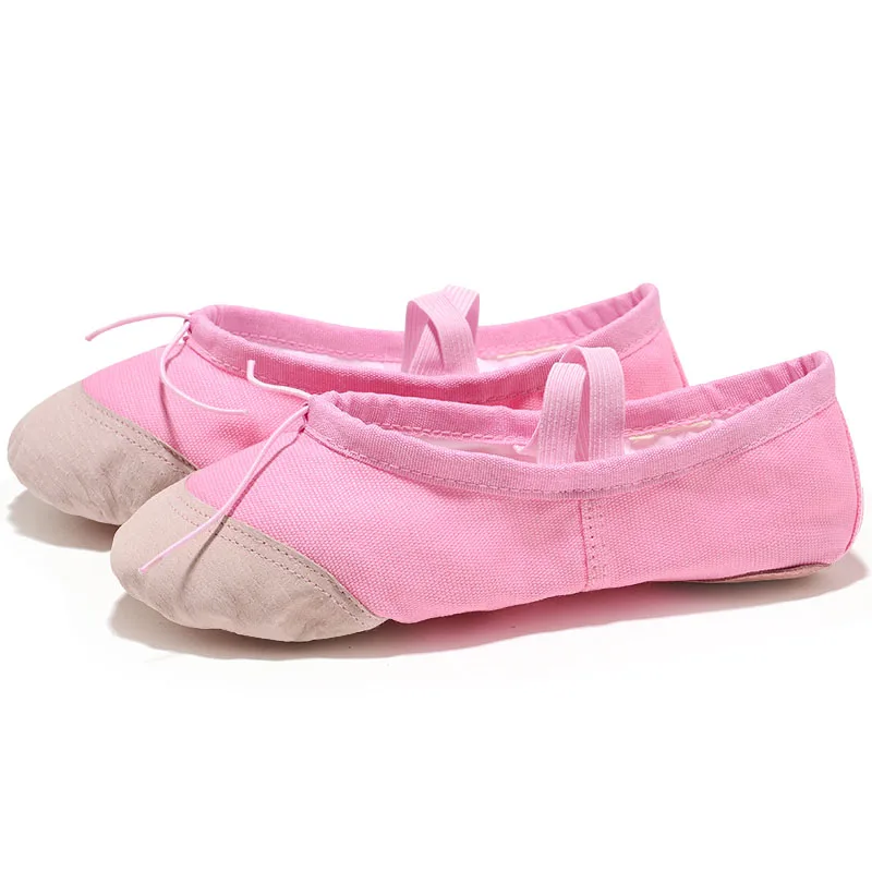 USHINE Professional Red Leather Pink White Black Head Soft Canvas Ballet Dance Shoes For Kids Woman Children