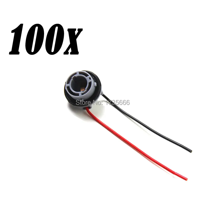 100PCS Car Light Base auto Led Light Bulb Socket Connector Pre-wiring Plug BA15S P21W Bulb adapter holder Extension Harness Wire