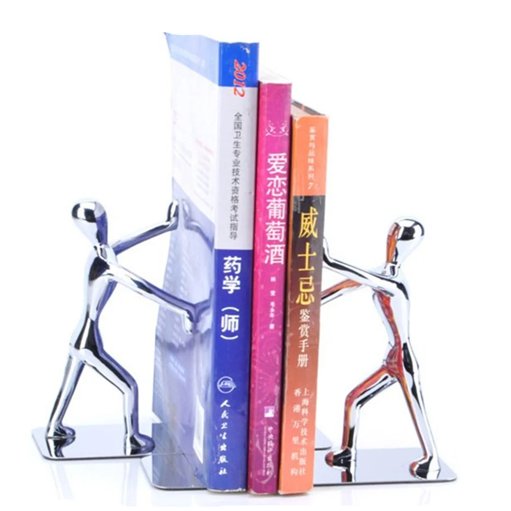 

2pcs/lot Fashion Human Shape Bookshelf Bookends Stainless Steel Zinc Alloy School Stationery