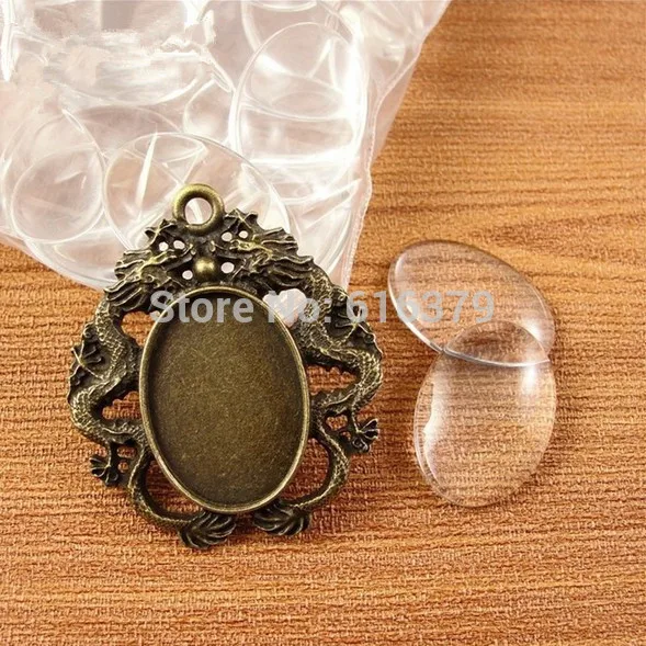 Wholesale DIY Diameter 25*18mm Oval Flat Back Clear Glass Cabochon Fit Cameo Settings 50PCS