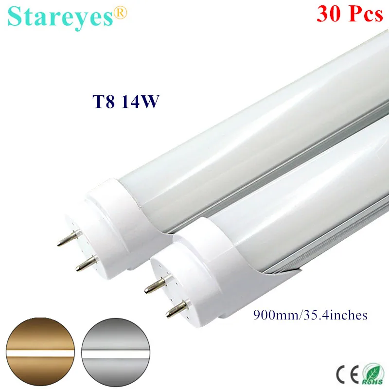 

Free shipping 30 pcs 14W 90cm T8 LED Tube lamp Light High brightness Epistar SMD 2835 25LM/pc 70 led/pc 1120LM AC170-265V