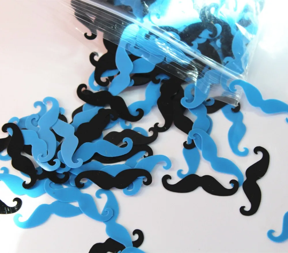 50g Baby Shower bachelor party hen't night table moustache decoration scatter blue cowboy mustache shape mixture FOIL Confetti