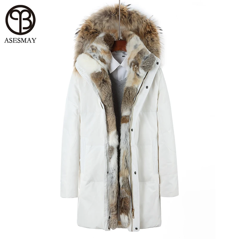 Asesmay Winter Down Jacket For Men and Women Down Parka White Duck Down Coat Thick Warm Plus Size S-5XL Natural Fur Removable