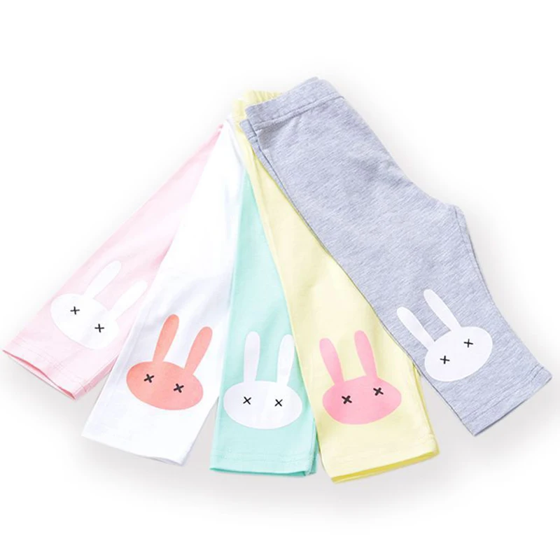 3-10years Rabbit Footless Girls Knee Length Pants Kid Five Pants Trousers Cropped Children Modal Cotton Leggings Summer Bottoms