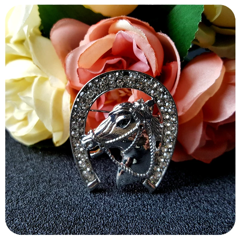 Blingbling Crystal Lucky Horseshoe Brooch Pin Gift