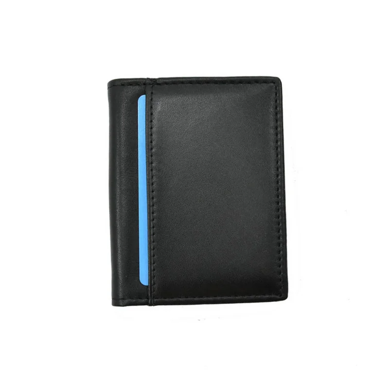 GENODERN Genuine Leather Card Holder Black Credit Card Holders Wallet First Cowhide Card Holders Case Gift for Man