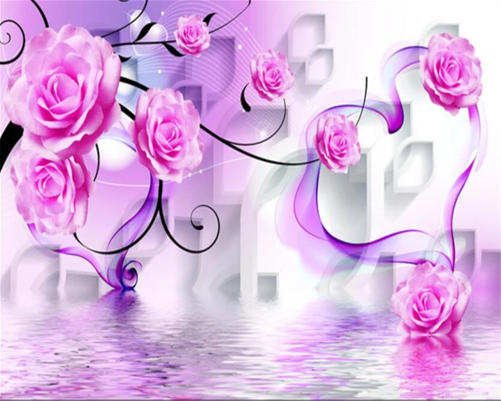 Custom size mural pink rose flower collection wallpaper home decor living room bedroom background wall mural 3d wallpaper