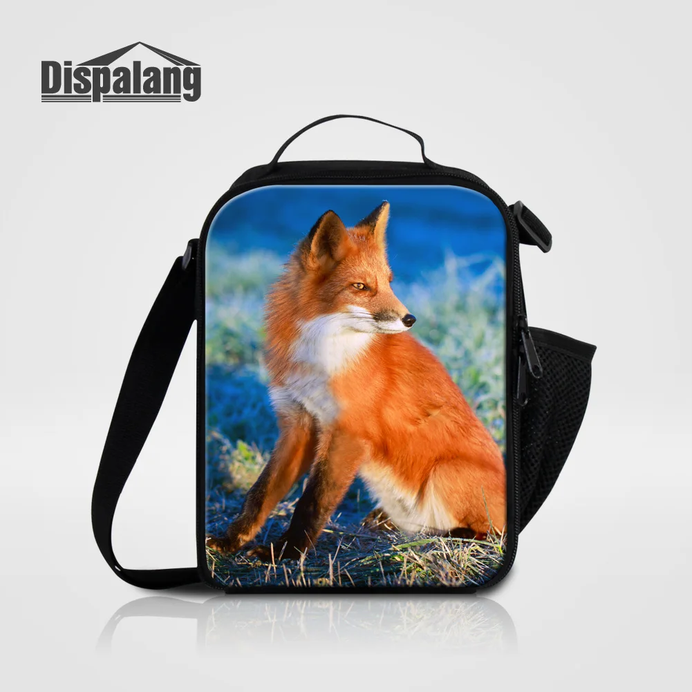 

Men Zipper Meal Lunch Bags Fox Printing Boys Food Picnic Cooler Bag Men Resuable Food Messenger Lunchbox For Work