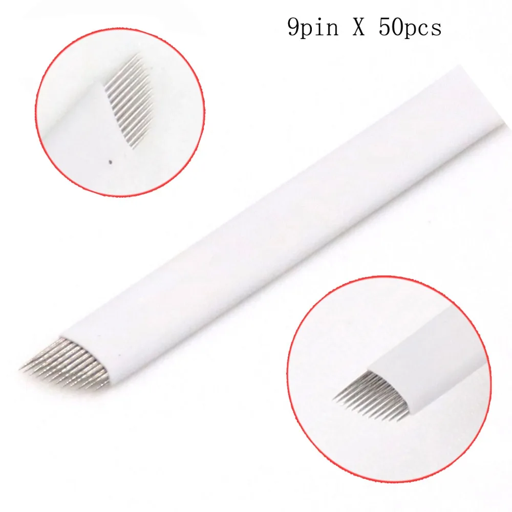 

50pcs high quality disposable microblading permanent needles manual pen micro blade 9pin for eyebrow