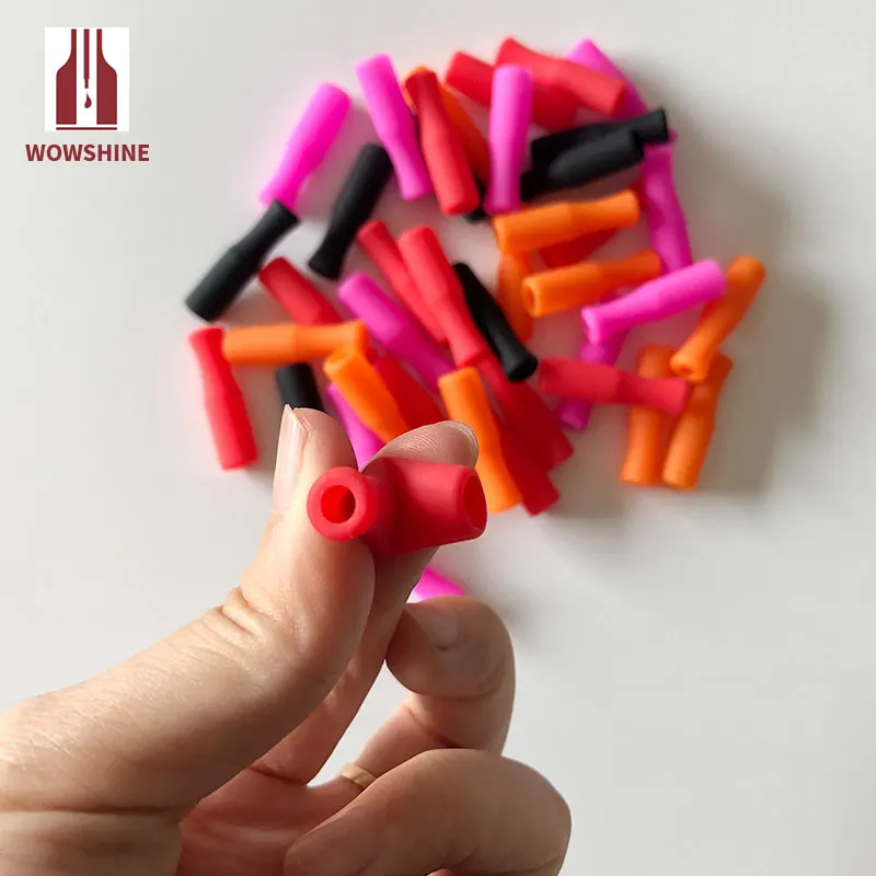 Wowshine New Free shipping 1000pcs silicone sleeve stainless steel straw mouth protector for 6mm Diameter straws