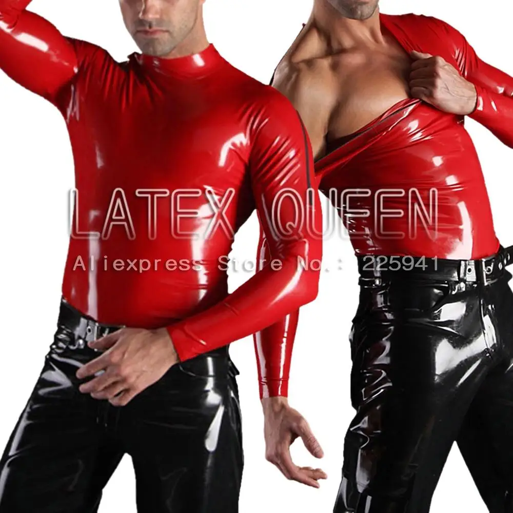 

Hot!!! men's latex T-shirt straitjacket with zip on shoulder