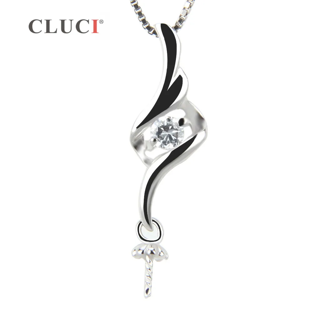 CLUCI women jewelry pendant fitting 925 sterling silver pendant accessories for DIY pearl pendant 16.2*6.5mm one piece SP144SB