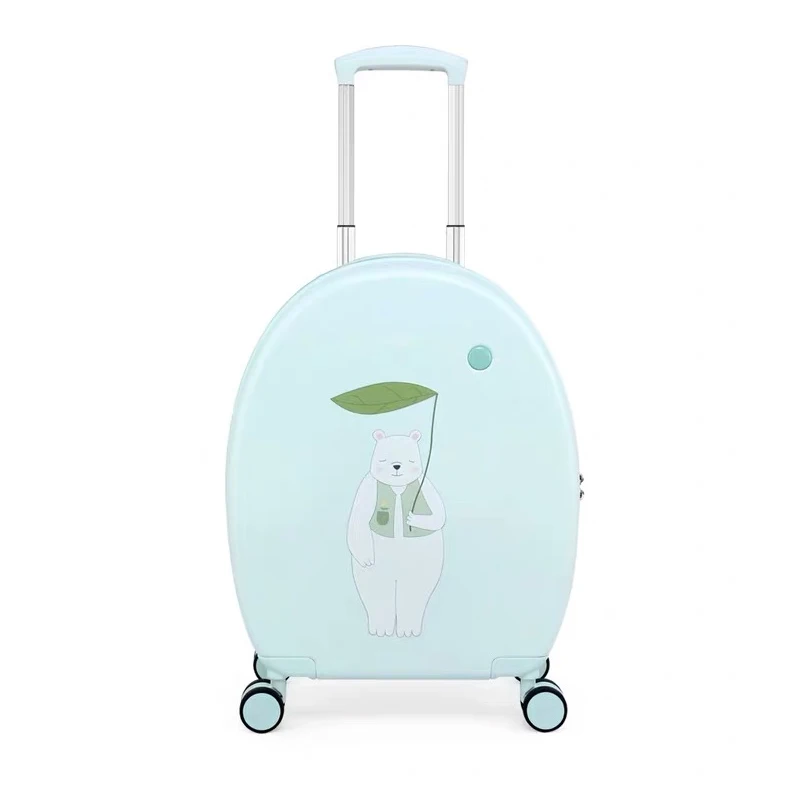 Hot!New Women Cute Oval Travel Luggage trolley suitcase Men Travel bag On Wheels 20 24 Inch kids cartoon school Trolley Suitcase