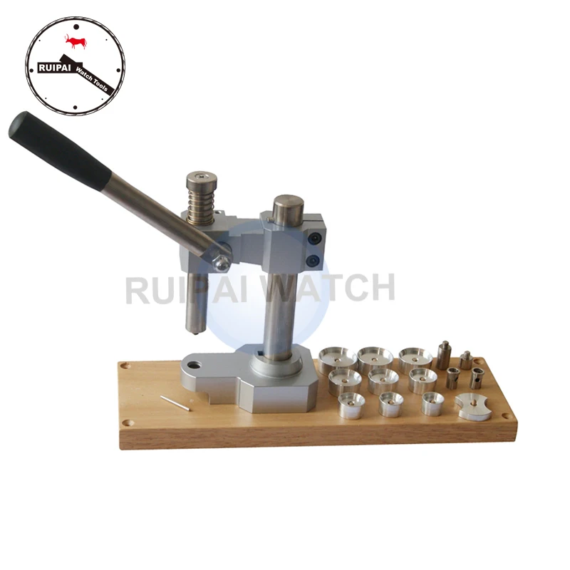 

Watch Back Case Press Closer Machine,Professional Watch Tool Table Type Watch Press with 10pcs assort size Aluminum Dies