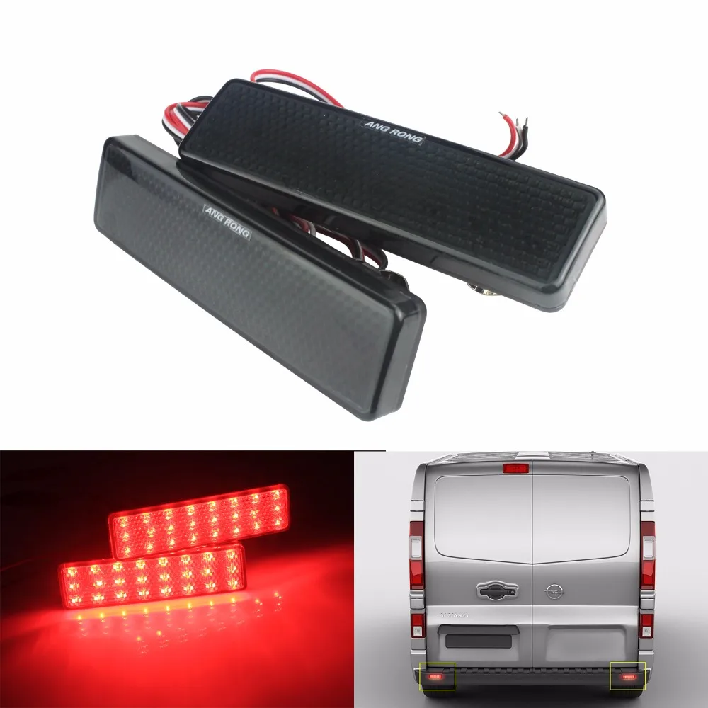 ANGRONG Black Lens Rear Bumper Reflector LED Tail Stop Light(CA327) For Nissan Primastar 2001-up For Opel / Vauxhall