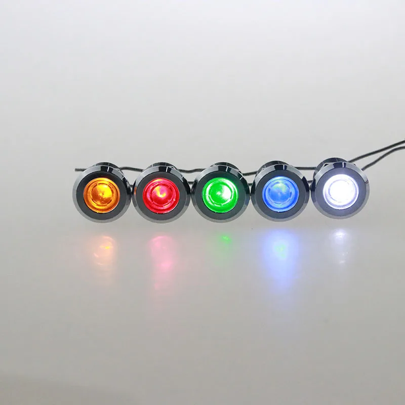 10 PCS LED metal lamp 12 mm metal light warning vehicle lamp voltage 6 v red green yellow blue and white