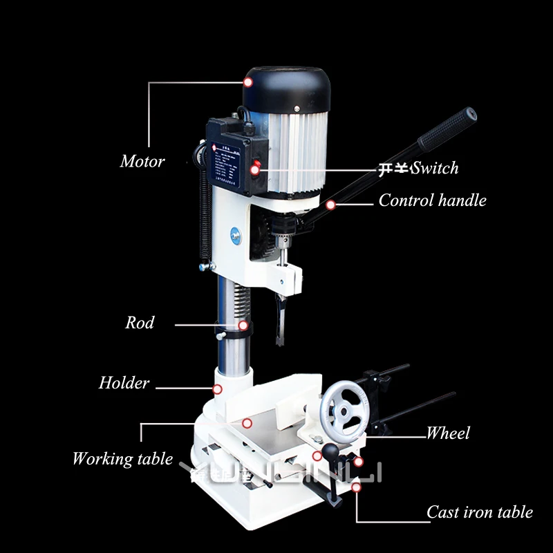 Multifunctional Square Boring Machine Woodworking Smashing Square Hole Opening Machine Small Table Drilling Tool MK361A