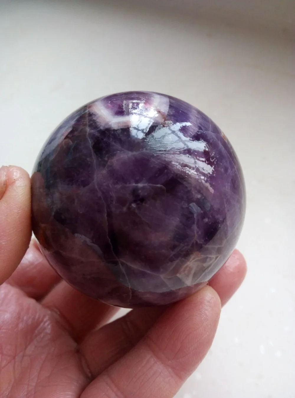 

59mm NATURAL Dream Amethyst Crystal sphere ball Orb Gem Stone 275.8g