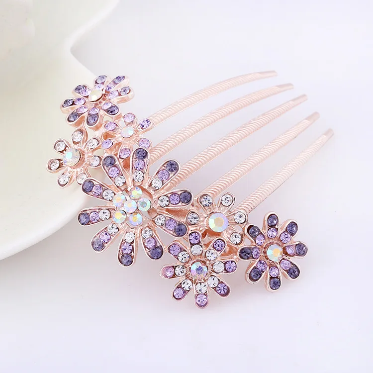 Bonitos diseños de flores de hojas de animales, perlas de imitación de cristal brillante, peines de pelo nupcial, Tiara, accesorios de boda para mujer