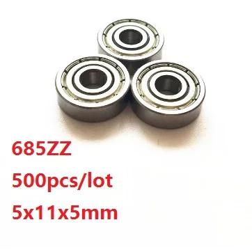 

500pcs/lot 685 ZZ 685Z 685ZZ 5x11x5mm Deep Groove Ball Bearings Miniature High-carbon steel bearing 5*11*5mm