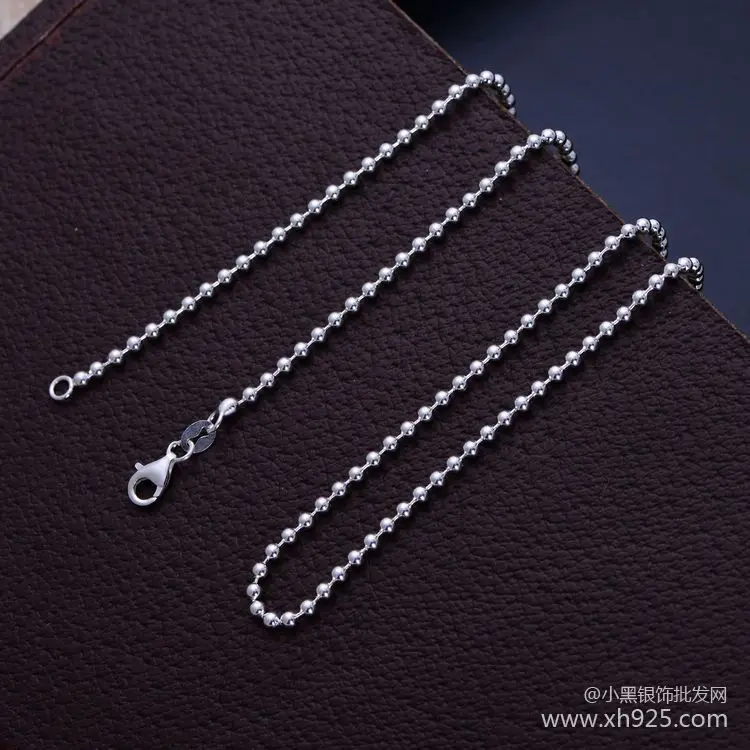 

KJJEAXCMY Fine Jewelry Sterling Silver Long Round Beads Style Thick 3.0 mm Necklace for Women(75cm)