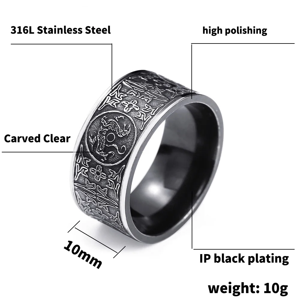 BEIER Unique Animal Northern Europe Thor Viking Stainless Steel Dragon Mens Ring Gothic Chinese christmas charms Jewerly BR8-386