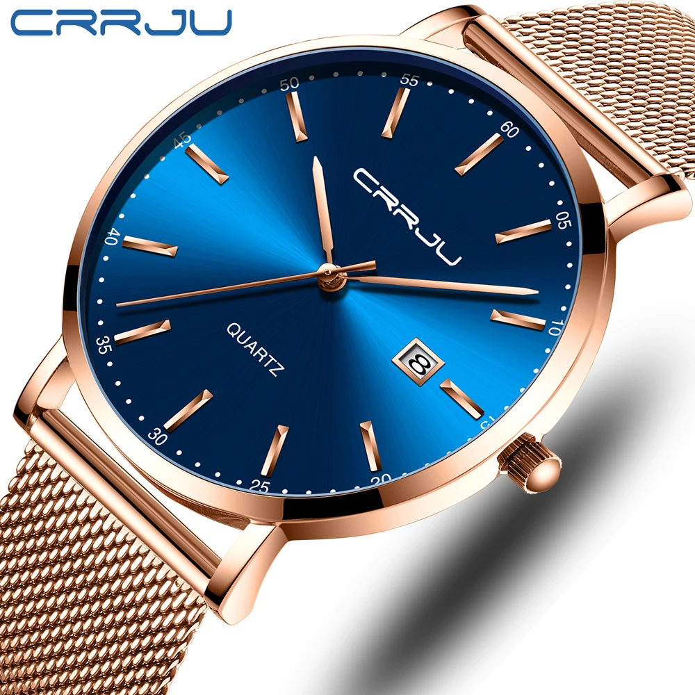 

CRRJU Men Watch Waterproof Date Calendar Analogue Wristwatches Mens Business Casual Quartz Watches For Man Clock Reloj Hombr