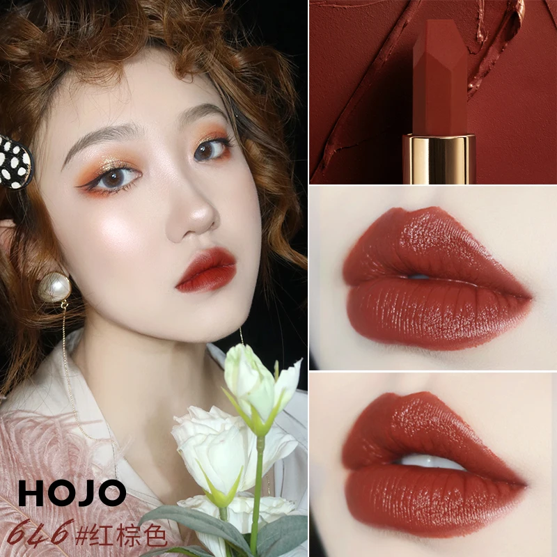 HOJO Red Velvet Lipstick Matte 6 Colors Gold Fashion Design Moisturize Long Lasting Waterproof Makeup Cosmetics