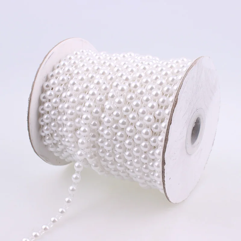 8mm 20 Meters/Roll Flatback Artificial Ivory White Half Round Pearl Beads Chain DIY Garland Wedding Home Decoration