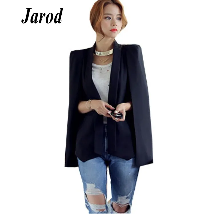 New OL suit jacket Fashion Cloak Cape Blazer Women white Lapel Split Long Sleeve Jacket Coat Female Casual Blazers Women