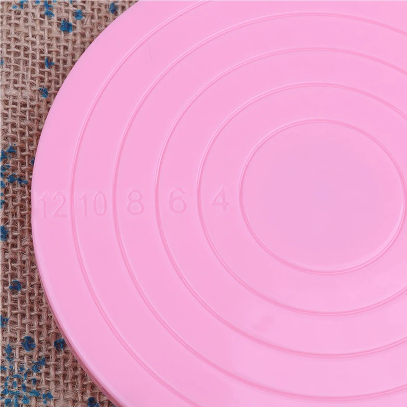 1PC Plastic Cake Turntable Rotating 12Inch Pink Cakes Stand Cake Rotary Table Anti-skid Round Baking Tools Hight Quanlity