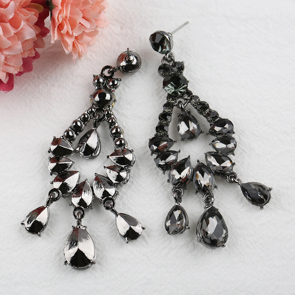 VEYO Brand Big Crystal Drop Earrings for Women Statement Jewelry For Wedding Trendy Long Pendant Luxury Dangle Earrings