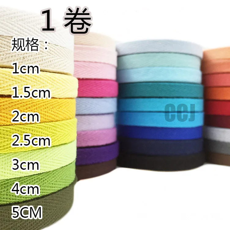 Hot Sale!!! 100yards/lot 10mm COLOR herringbone/ twill cotton tape/Cotton webbing/Bias binding tape