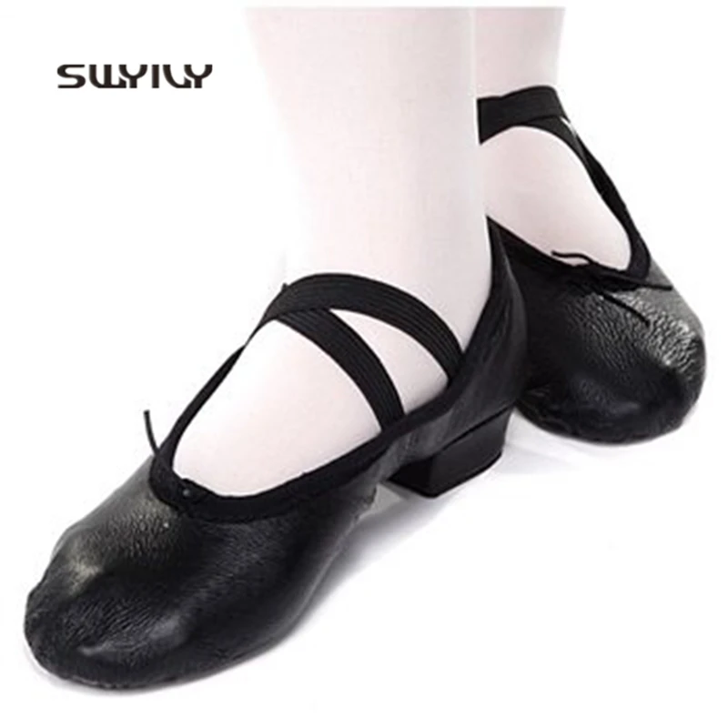 SWYIVY Ballet Dance Shoes Woman 2019 Autumn Black/red Sport Shoes Block Heels Soft Bottom Female Quality Dancing Shoe Sport