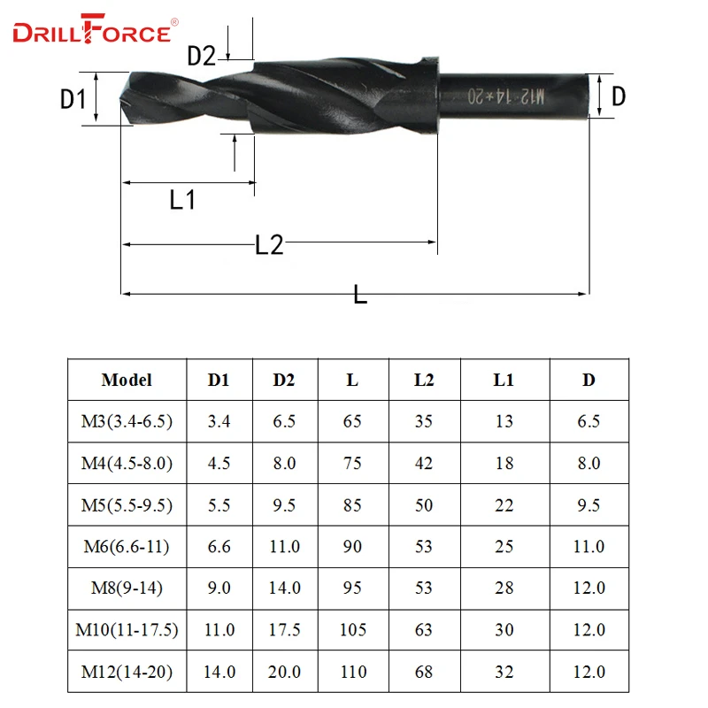 1PC HSS Countersink Step Drill Bit Titanium Coated/Black Oxide Screw Countersunk Drill Bits 90/180 For Copper Aluminum M3-M12