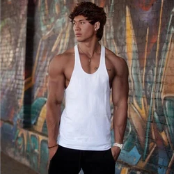 Summer Style New Bodybuilding and fitness Men's Casual Sexy Sleeveless Tank Tops Men Solid Color Cotton Top Tees Muscle Vest