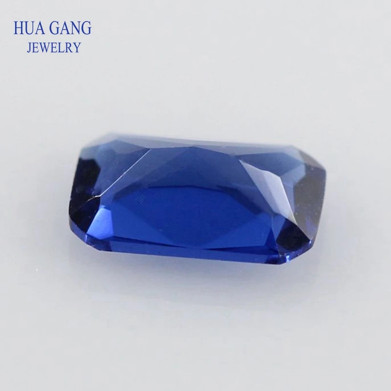 Glass Beads Blue Color Octangle Shape  Cut Loose Synthetic Gems For Jewelry Size 3x5~13x18m