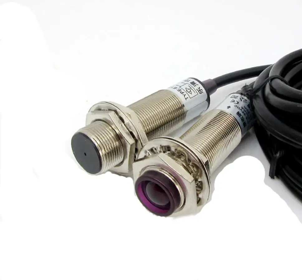 A Set 20 Meters NPN Normally Open E3F-20L Optoelectric Switch Infrared Proximity Sensor Brass Case M12 IP54