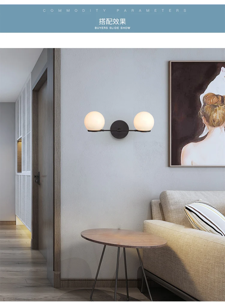 Contrapesso LED-Wandleuchte, moderne Kugel-Glas-Tischlampe, goldfarben/schwarz, LED für Heimdekoration, Nachttisch, Wohnzimmer, G4-Lampe im Loft-Stil – Detail 9