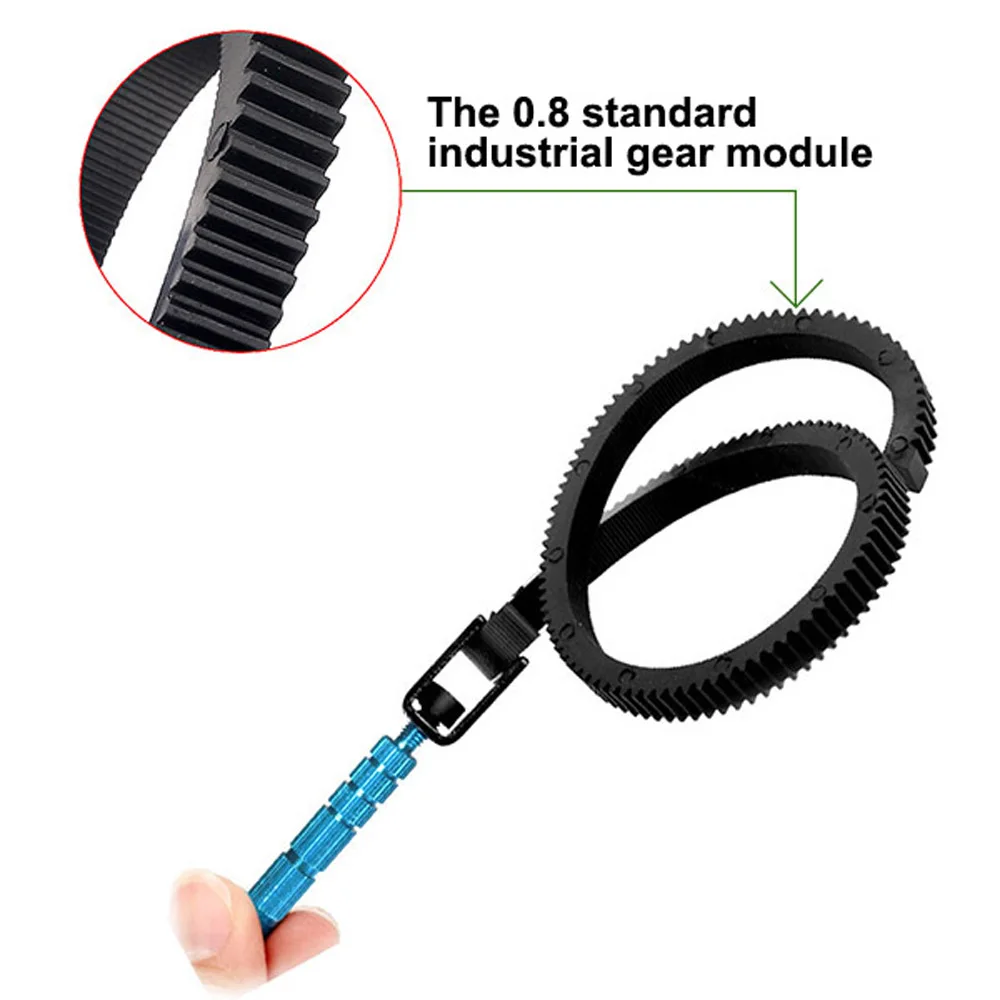 For SLR DSLR Camera Accessories Adjustable Rubber Follow Focus Gear Ring Belt with Aluminum Alloy Grip for DSLR Camcorder Camera