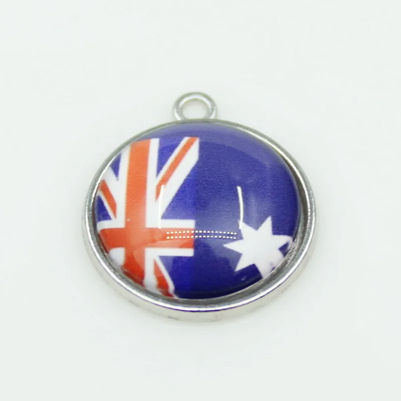 Flag Of The Australia 10pcs/lot America Round Crystal Dangle Charms DIY Bracelet Necklace Pendants Jewelry Hanging Charms