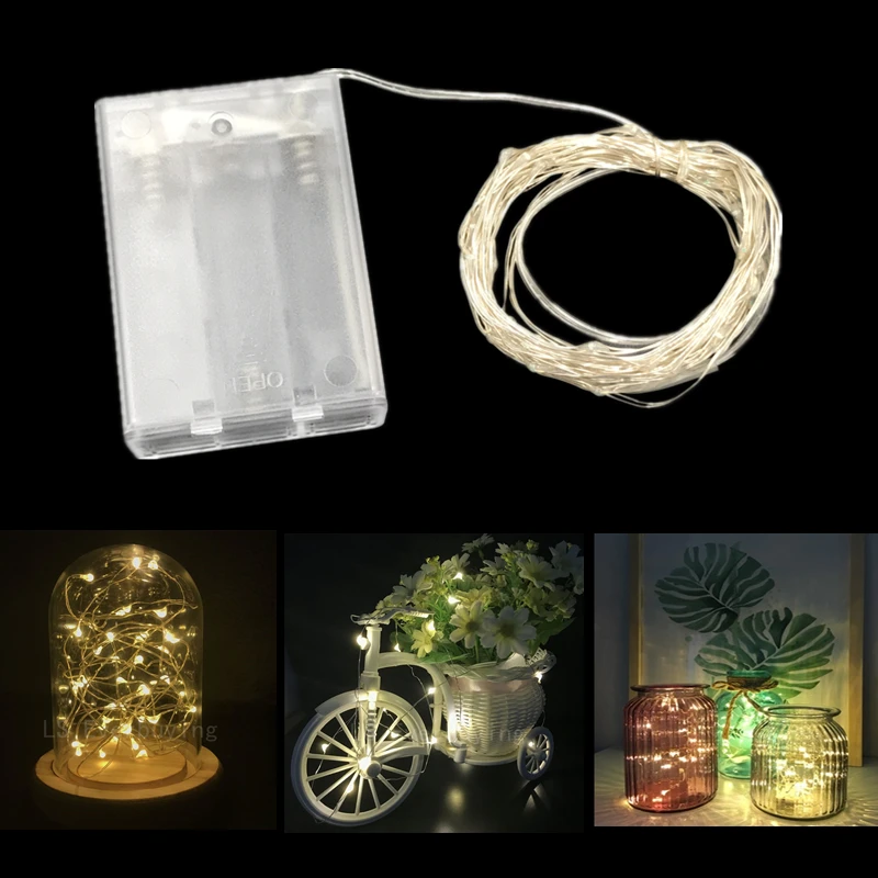 2M 5M Copper Wire LED String lights Battery Holiday LED Strip lighting For Fairy Christmas Tree Wedding Party Decoration Lamp