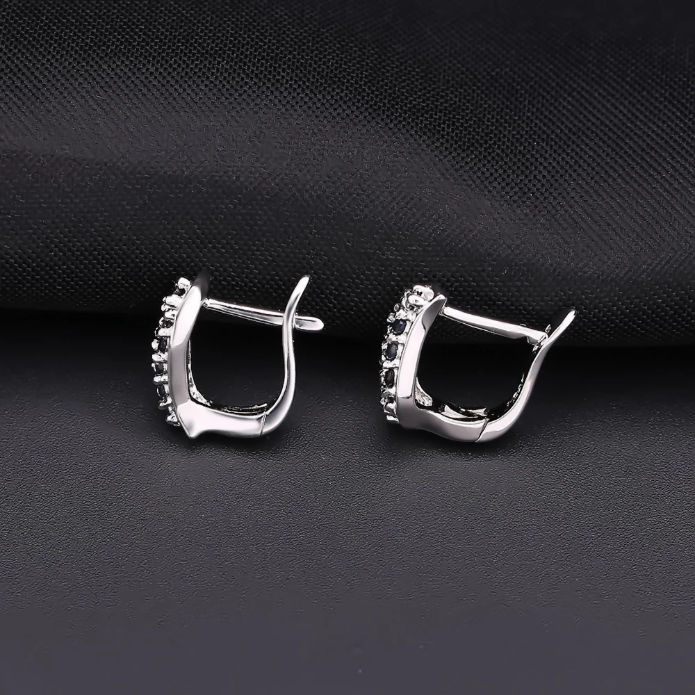 GEM\'S BALLET Natural Blue Sapphire S-shape Gemstone Earrings 925 Sterling Silver Vintage Stud Earrings For Women Fine Jewelry