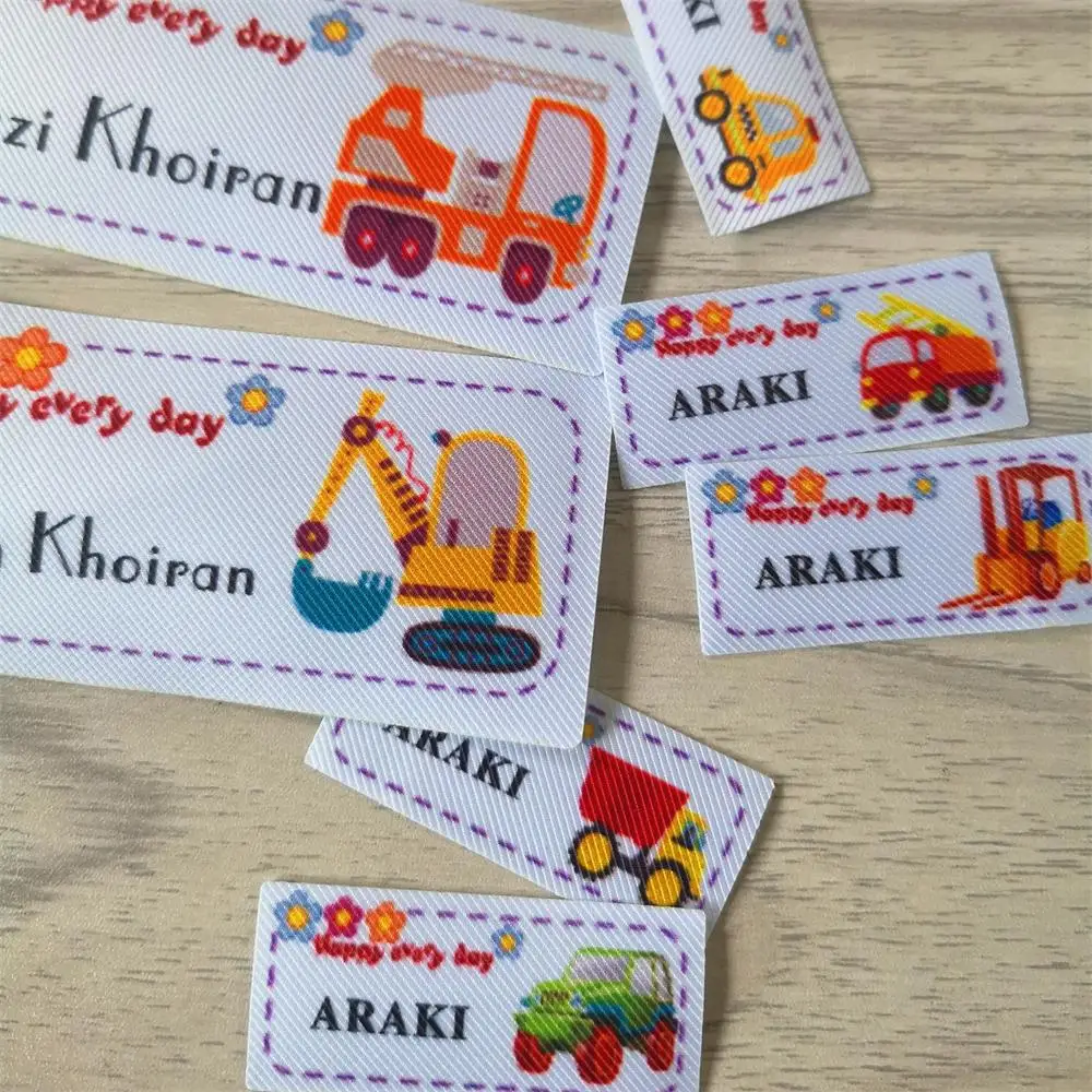 Custom Cartoon cute ironed Name cloth Tags, Organic Cotton Labels/ Clothing Labels/Child name label Logo Tags/Ironing name label