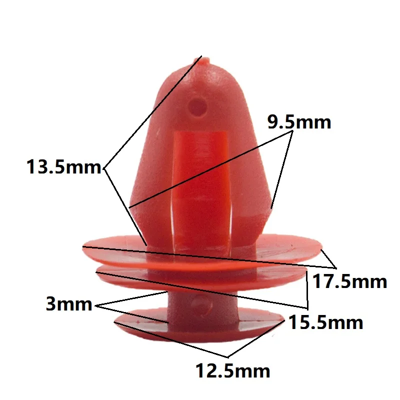 KE LI MI 100Pcs Car Interior Trim Door Panel Snap Fastener Clips Red Universal