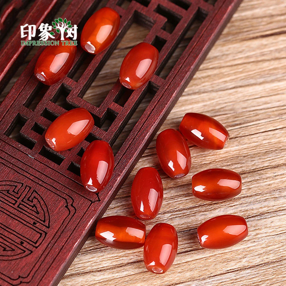 10 Pz 8*12mm Agate Rosse Barile Forma Perline Rotonde Allentate Druzy Perline di Pietra Naturale Componenti Dei Gioielli FAI DA TE Che Fanno Accessori 2020