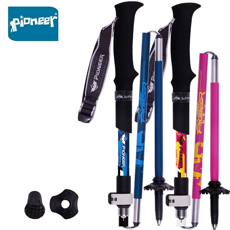

2pcs/pair Carbon Fiber+Aluminium Alloy Fold Trekking Poles Ultralight Collapsible Travel Hiking Nordic Walking Camping Sticks