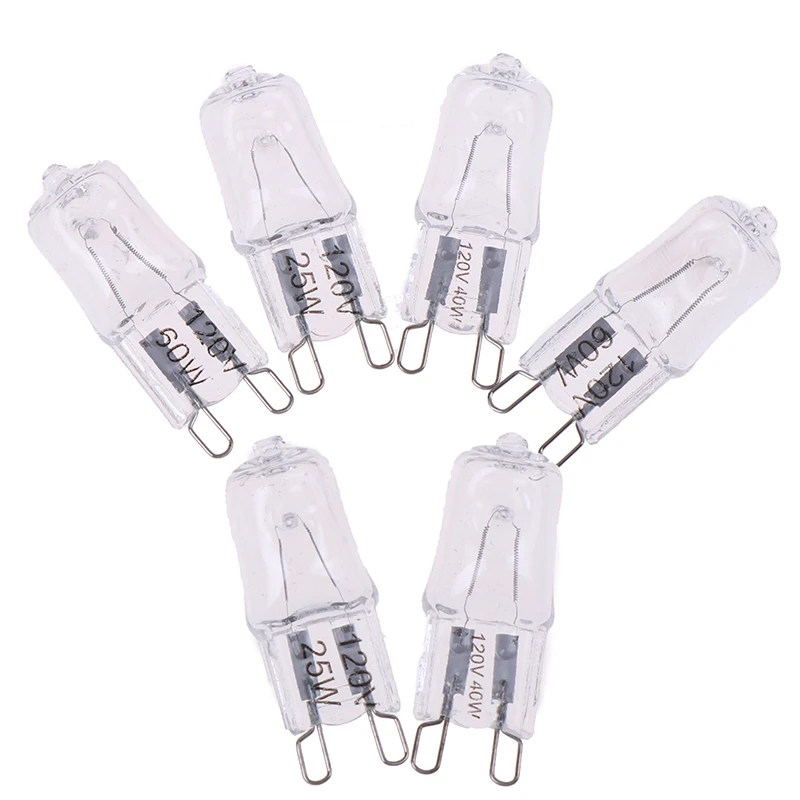 10 Pcs/Set 120V Lamp Base G9 Bi-Pin JCD Type Halogen Light Bulbs Voltage 25/40/60 Watt Wattage Pack