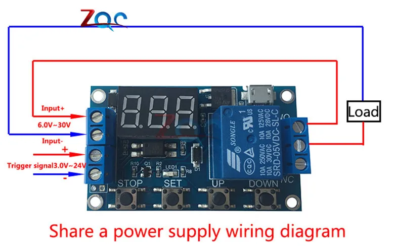 WS16 DC 6-30V Support Micro USB 5V LED Display Automation Cycle Delay Timer Control Off Switch Delay Time Relay 6V 9V 12V 24V